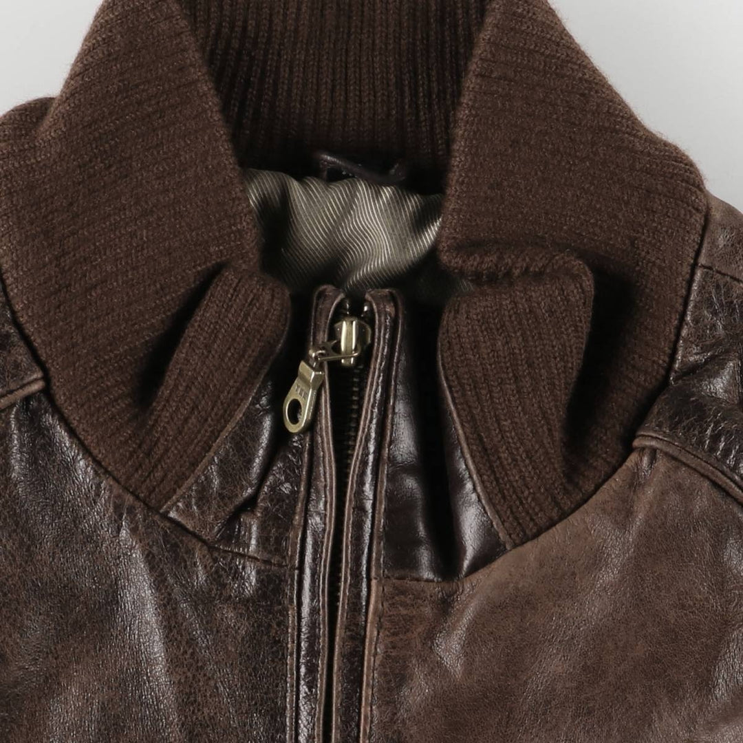 Leather blouson type, men's XL size genuine leather brown type Vintage Second Hand