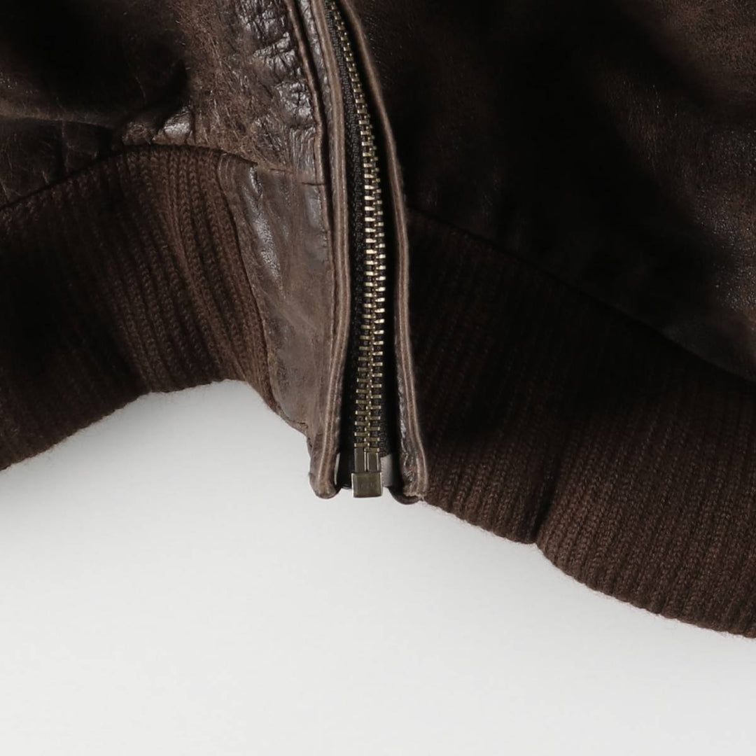 Leather blouson type, men's XL size genuine leather brown type Vintage Second Hand