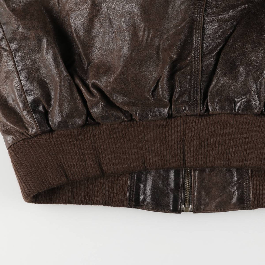 Leather blouson type, men's XL size genuine leather brown type Vintage Second Hand