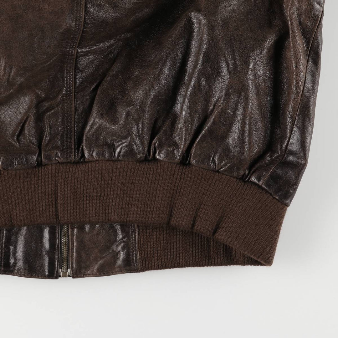 Leather blouson type, men's XL size genuine leather brown type Vintage Second Hand