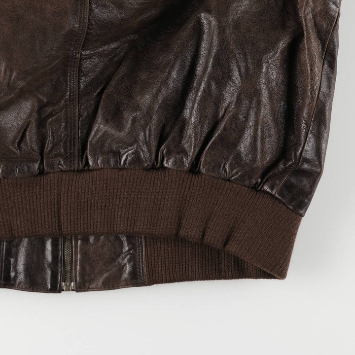 Leather blouson type, men's XL size genuine leather brown type Vintage Second Hand
