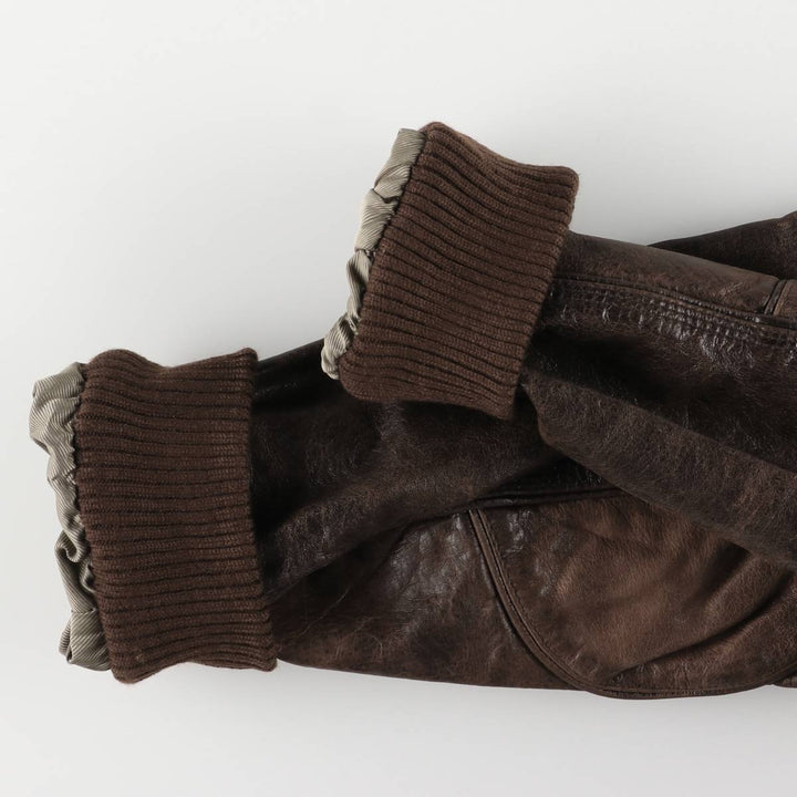 Leather blouson type, men's XL size genuine leather brown type Vintage Second Hand