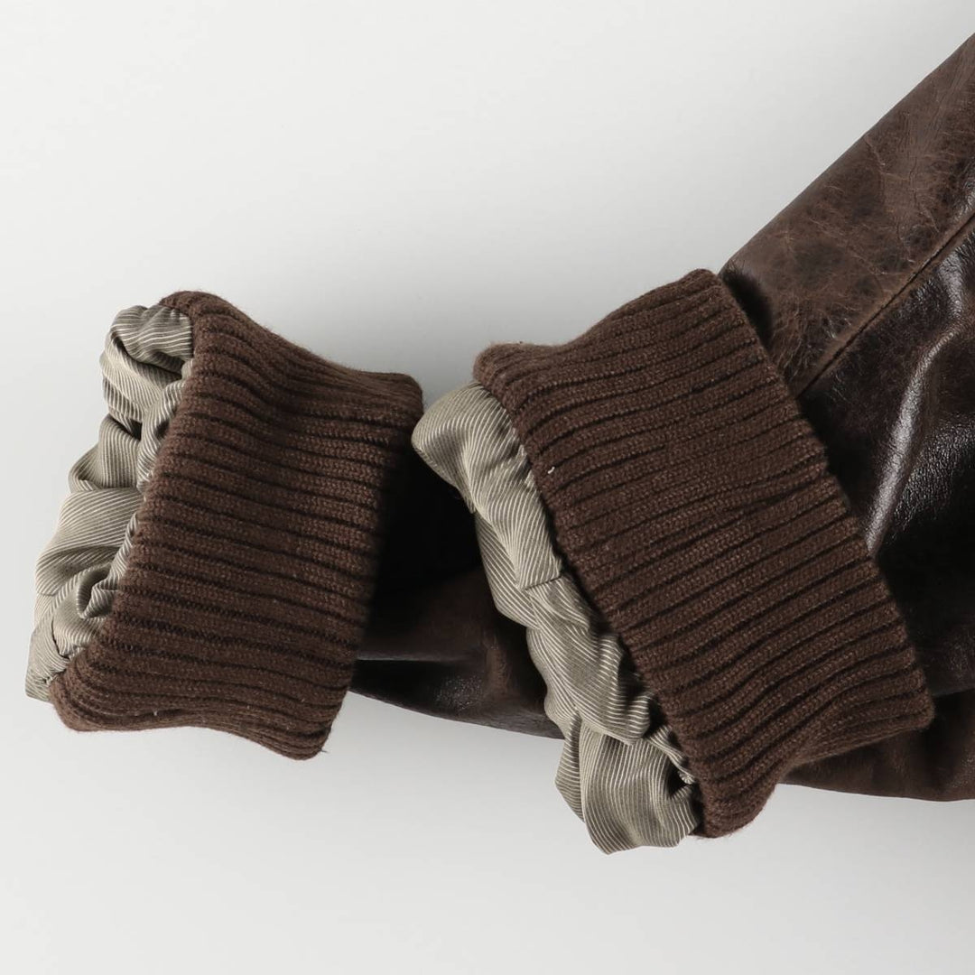 Leather blouson type, men's XL size genuine leather brown type Vintage Second Hand