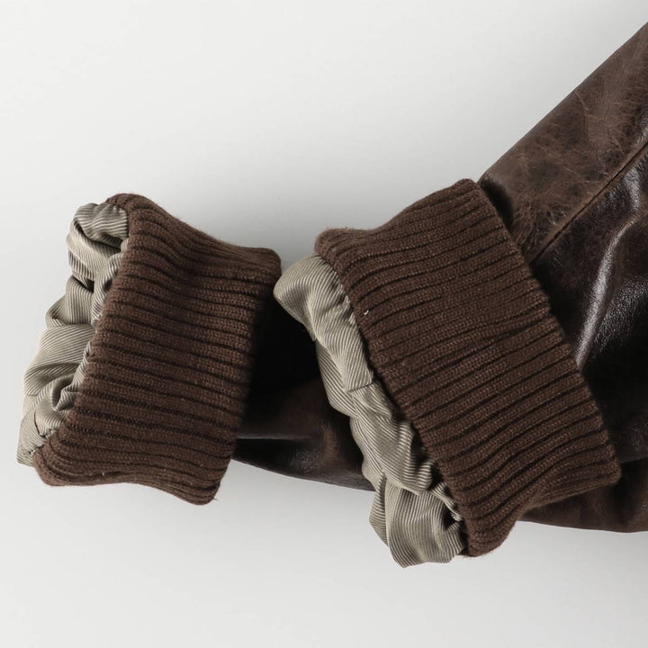 Leather blouson type, men's XL size genuine leather brown type Vintage Second Hand