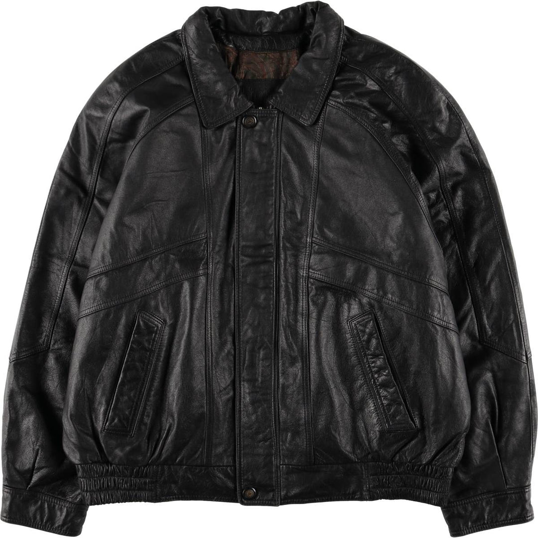 Christopher Rand Padded Leather Flight Jacket, Men's Size L genuine leather black type Vintage Second Hand