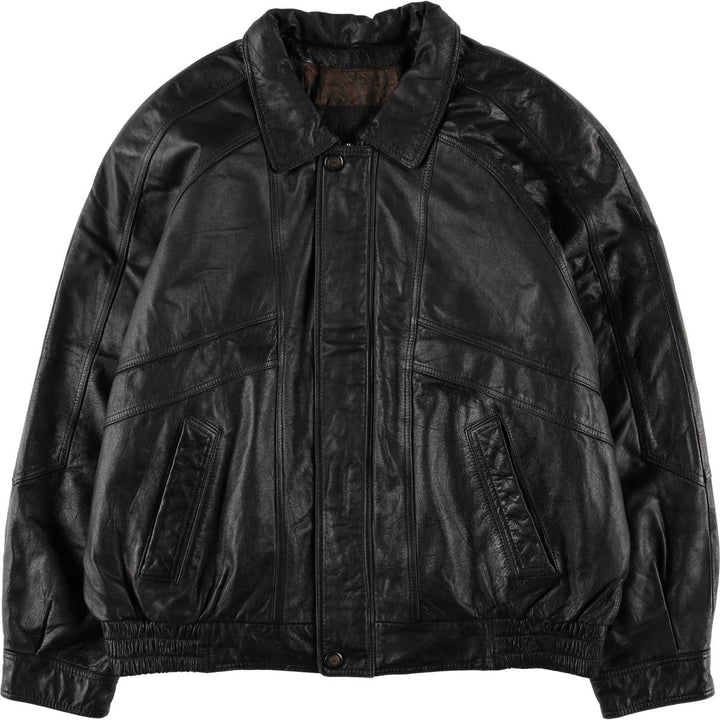 Christopher Rand Padded Leather Flight Jacket, Men's Size L genuine leather black type Vintage Second Hand