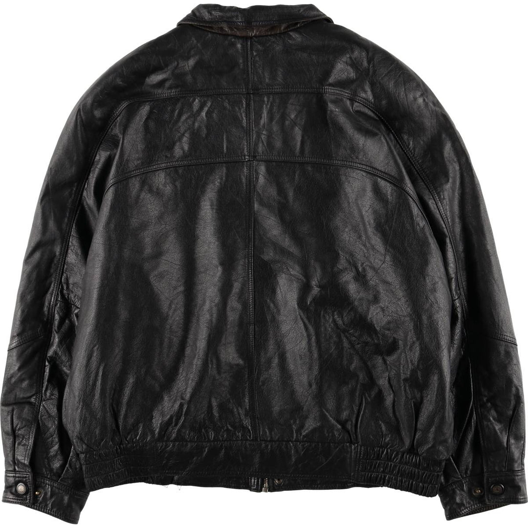 Christopher Rand Padded Leather Flight Jacket, Men's Size L genuine leather black type Vintage Second Hand