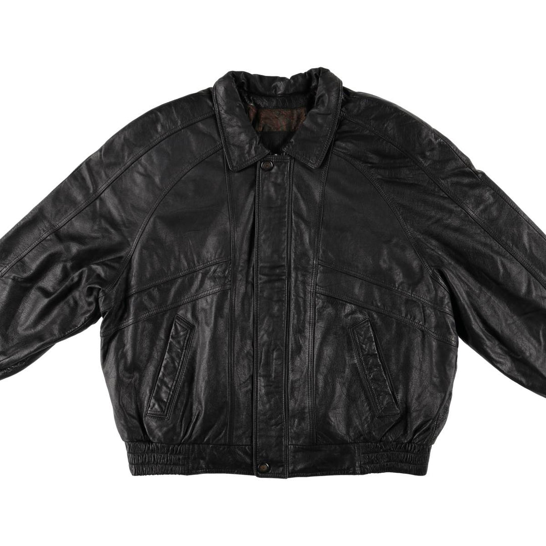 Christopher Rand Padded Leather Flight Jacket, Men's Size L genuine leather black type Vintage Second Hand