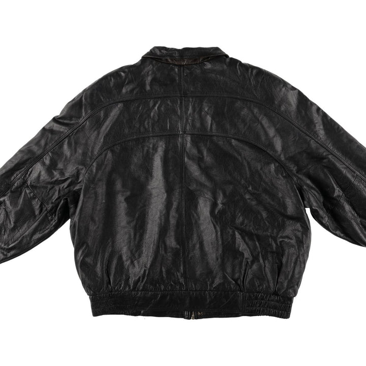 Christopher Rand Padded Leather Flight Jacket, Men's Size L genuine leather black type Vintage Second Hand