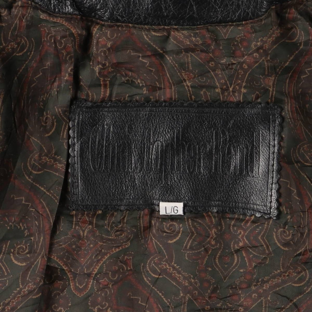 Christopher Rand Padded Leather Flight Jacket, Men's Size L genuine leather black type Vintage Second Hand