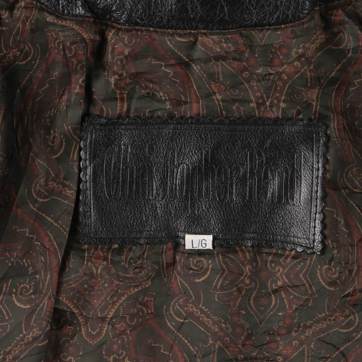 Christopher Rand Padded Leather Flight Jacket, Men's Size L genuine leather black type Vintage Second Hand