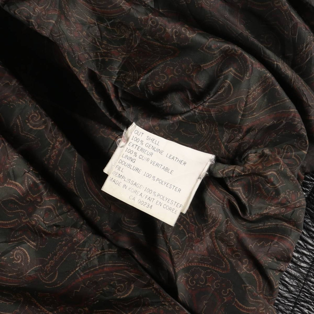 Christopher Rand Padded Leather Flight Jacket, Men's Size L genuine leather black type Vintage Second Hand