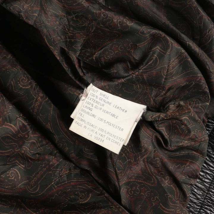 Christopher Rand Padded Leather Flight Jacket, Men's Size L genuine leather black type Vintage Second Hand