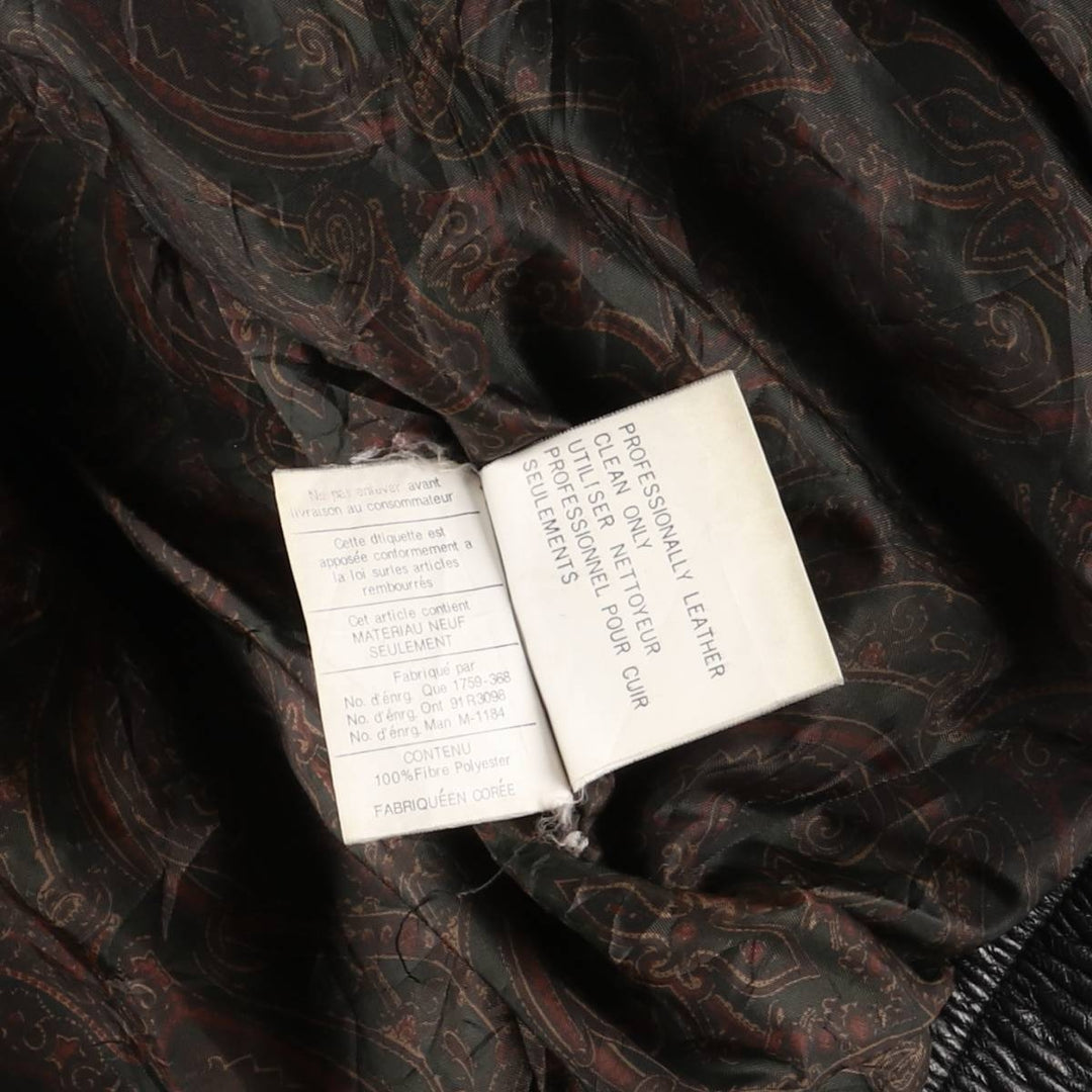 Christopher Rand Padded Leather Flight Jacket, Men's Size L genuine leather black type Vintage Second Hand