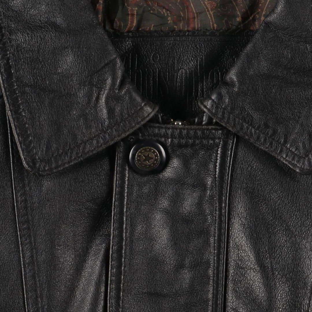 Christopher Rand Padded Leather Flight Jacket, Men's Size L genuine leather black type Vintage Second Hand