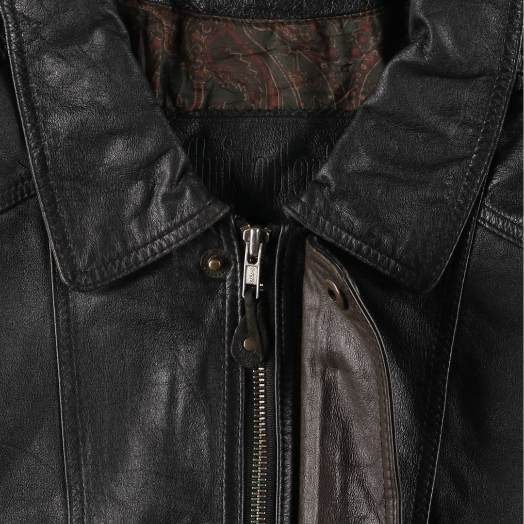 Christopher Rand Padded Leather Flight Jacket, Men's Size L genuine leather black type Vintage Second Hand