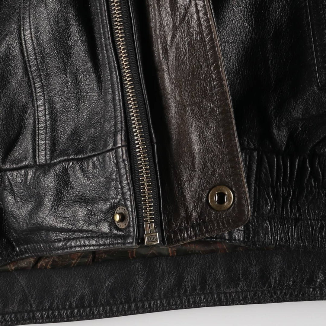 Christopher Rand Padded Leather Flight Jacket, Men's Size L genuine leather black type Vintage Second Hand