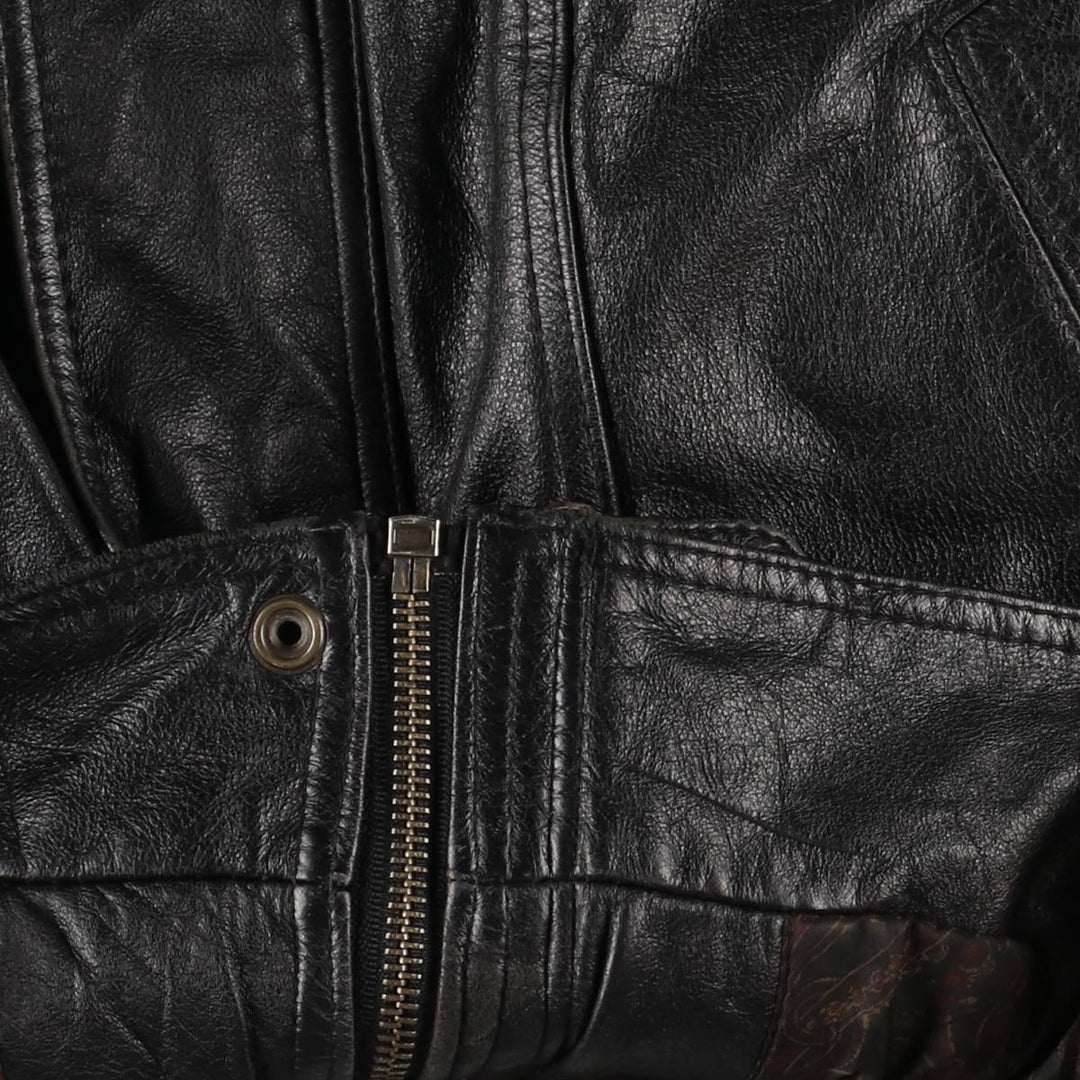 Christopher Rand Padded Leather Flight Jacket, Men's Size L genuine leather black type Vintage Second Hand