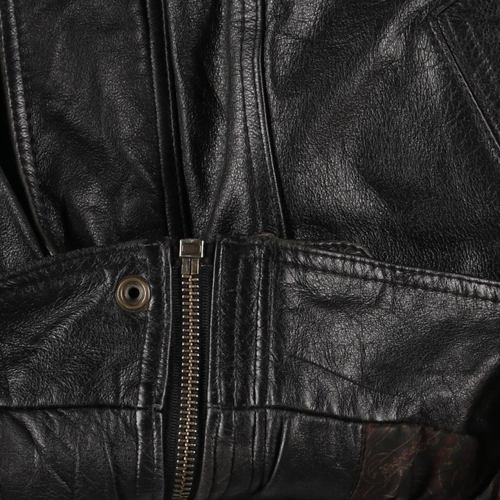 Christopher Rand Padded Leather Flight Jacket, Men's Size L genuine leather black type Vintage Second Hand