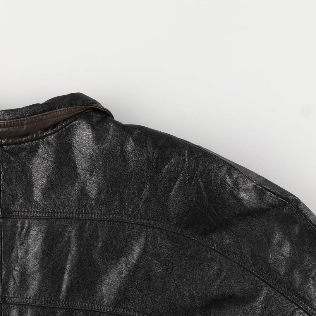 Christopher Rand Padded Leather Flight Jacket, Men's Size L genuine leather black type Vintage Second Hand