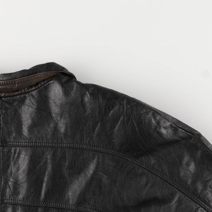 Christopher Rand Padded Leather Flight Jacket, Men's Size L genuine leather black type Vintage Second Hand