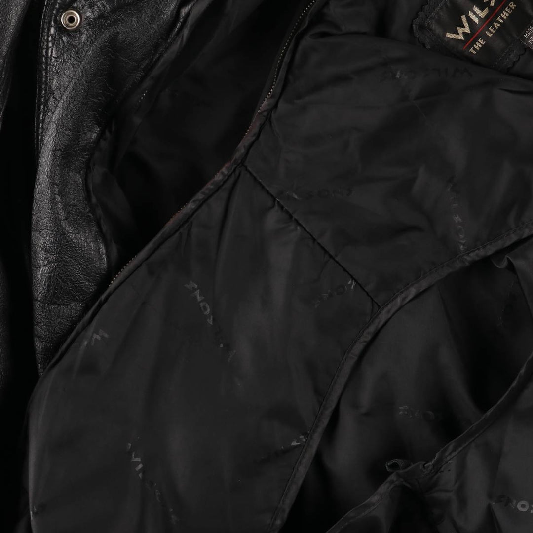 90s~ Wilsons Leather Padded Leather Blouson, Men's XL genuine leather black type Vintage Second Hand