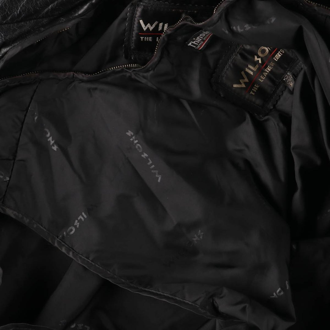 90s~ Wilsons Leather Padded Leather Blouson, Men's XL genuine leather black type Vintage Second Hand