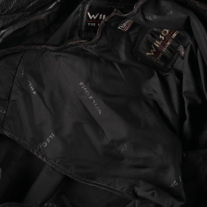 90s~ Wilsons Leather Padded Leather Blouson, Men's XL genuine leather black type Vintage Second Hand