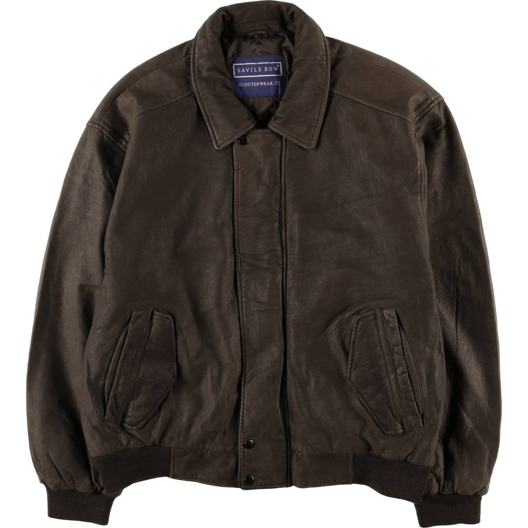 Vintage 80s-90'S Savile Row padded leather flight jacket, men's size XL genuine leather brown type Vintage Second Hand