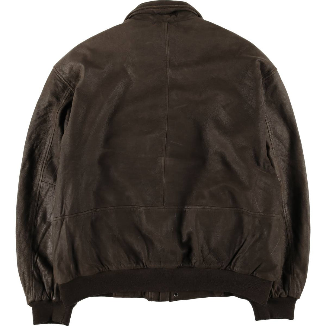 Vintage 80s-90'S Savile Row padded leather flight jacket, men's size XL genuine leather brown type Vintage Second Hand