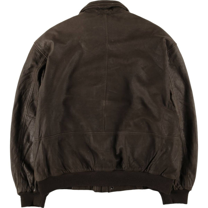 Vintage 80s-90'S Savile Row padded leather flight jacket, men's size XL genuine leather brown type Vintage Second Hand