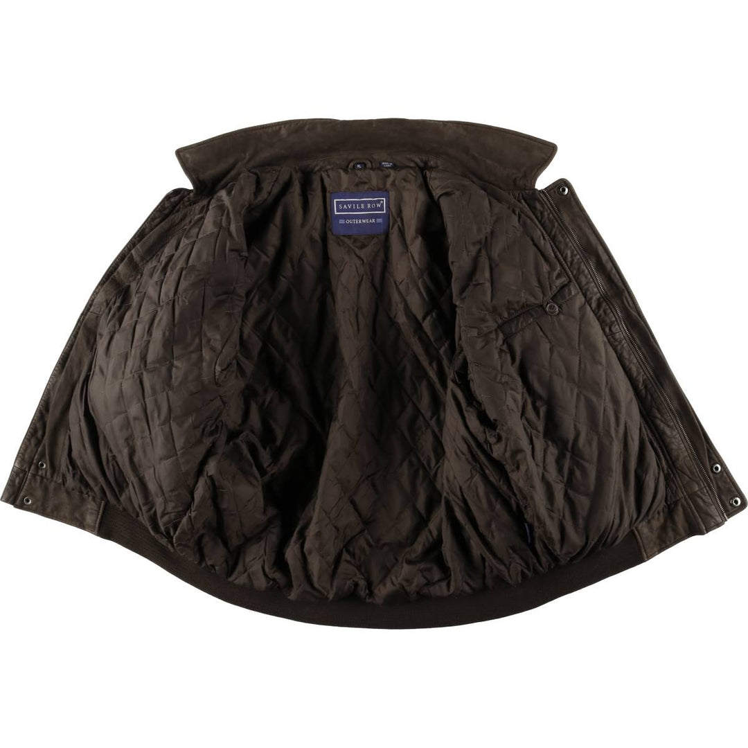 Vintage 80s-90'S Savile Row padded leather flight jacket, men's size XL genuine leather brown type Vintage Second Hand