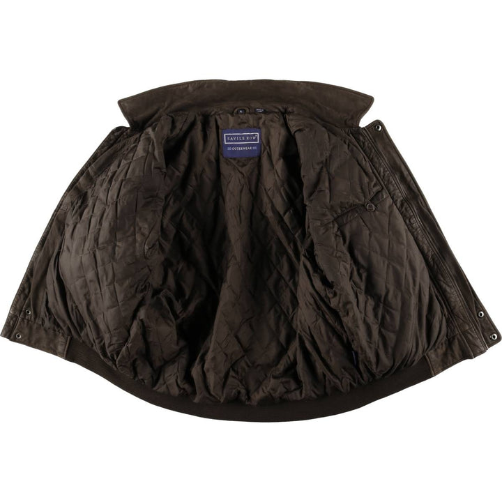 Vintage 80s-90'S Savile Row padded leather flight jacket, men's size XL genuine leather brown type Vintage Second Hand