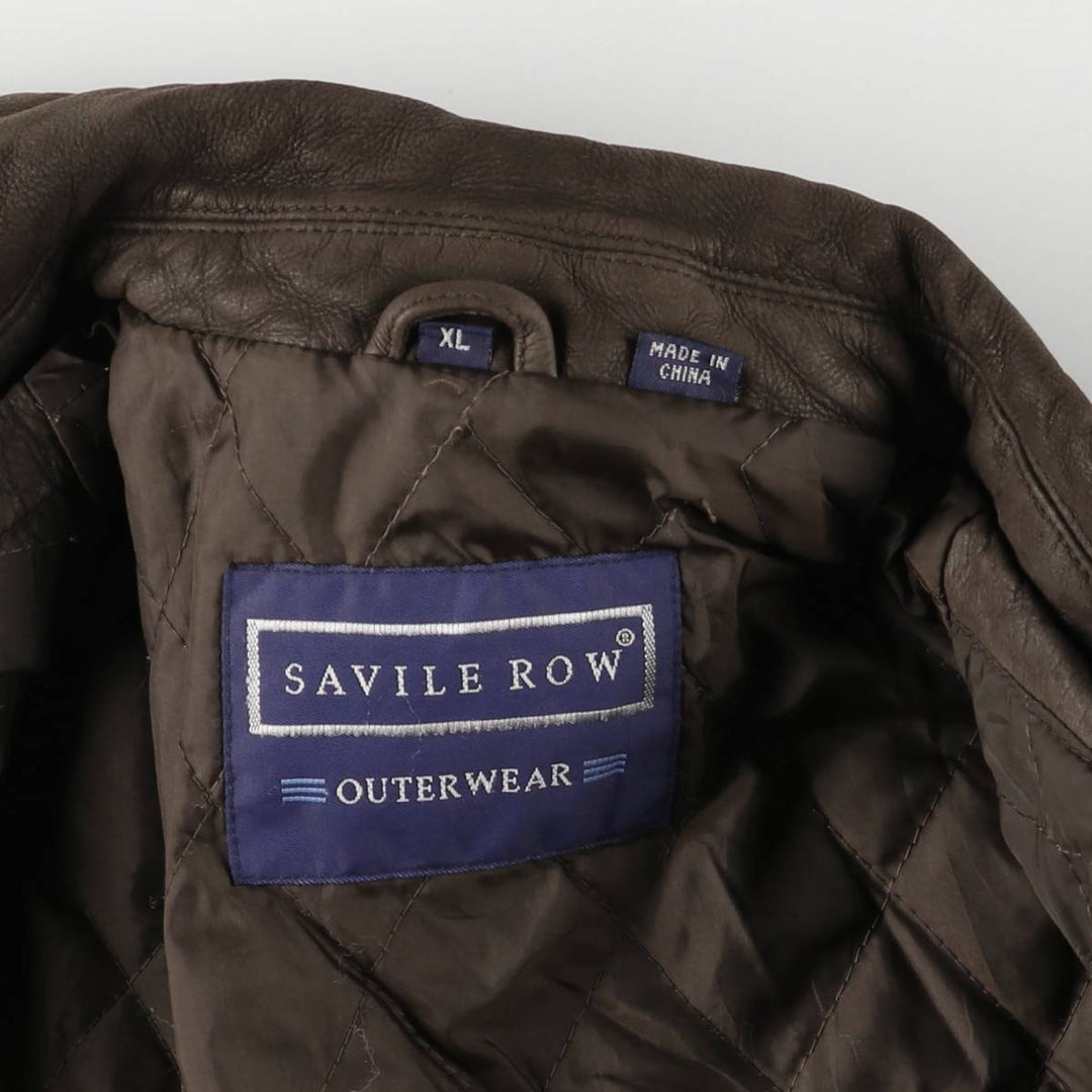 Vintage 80s-90'S Savile Row padded leather flight jacket, men's size XL genuine leather brown type Vintage Second Hand