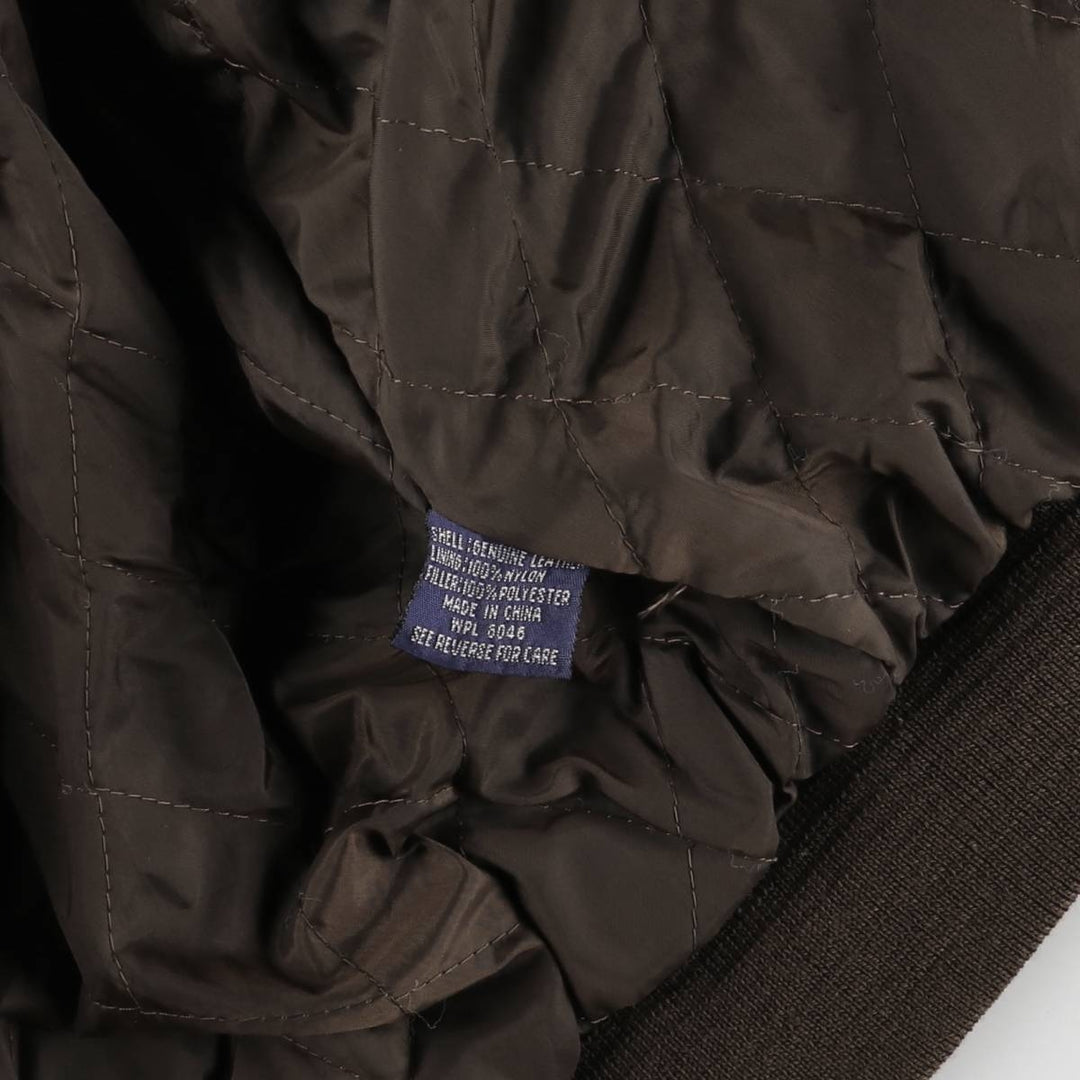 Vintage 80s-90'S Savile Row padded leather flight jacket, men's size XL genuine leather brown type Vintage Second Hand