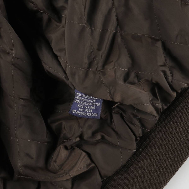 Vintage 80s-90'S Savile Row padded leather flight jacket, men's size XL genuine leather brown type Vintage Second Hand