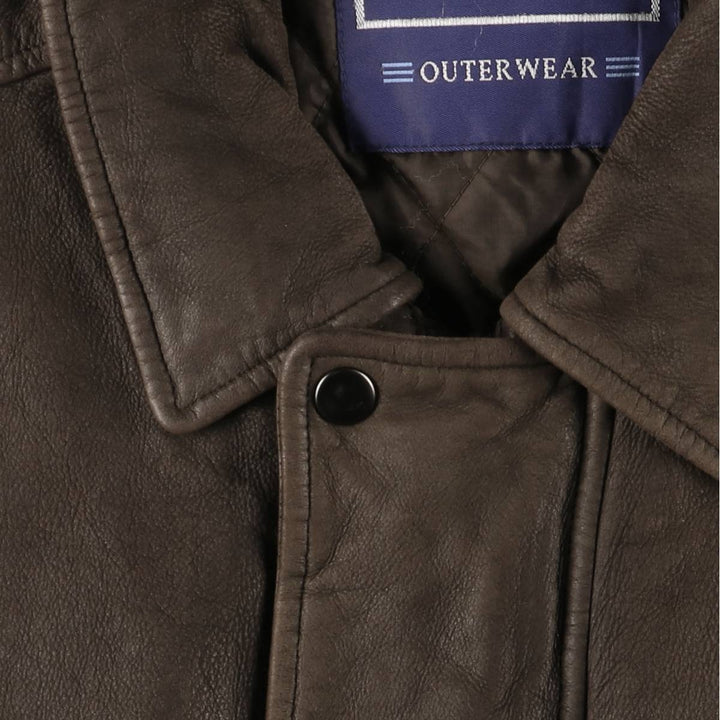 Vintage 80s-90'S Savile Row padded leather flight jacket, men's size XL genuine leather brown type Vintage Second Hand