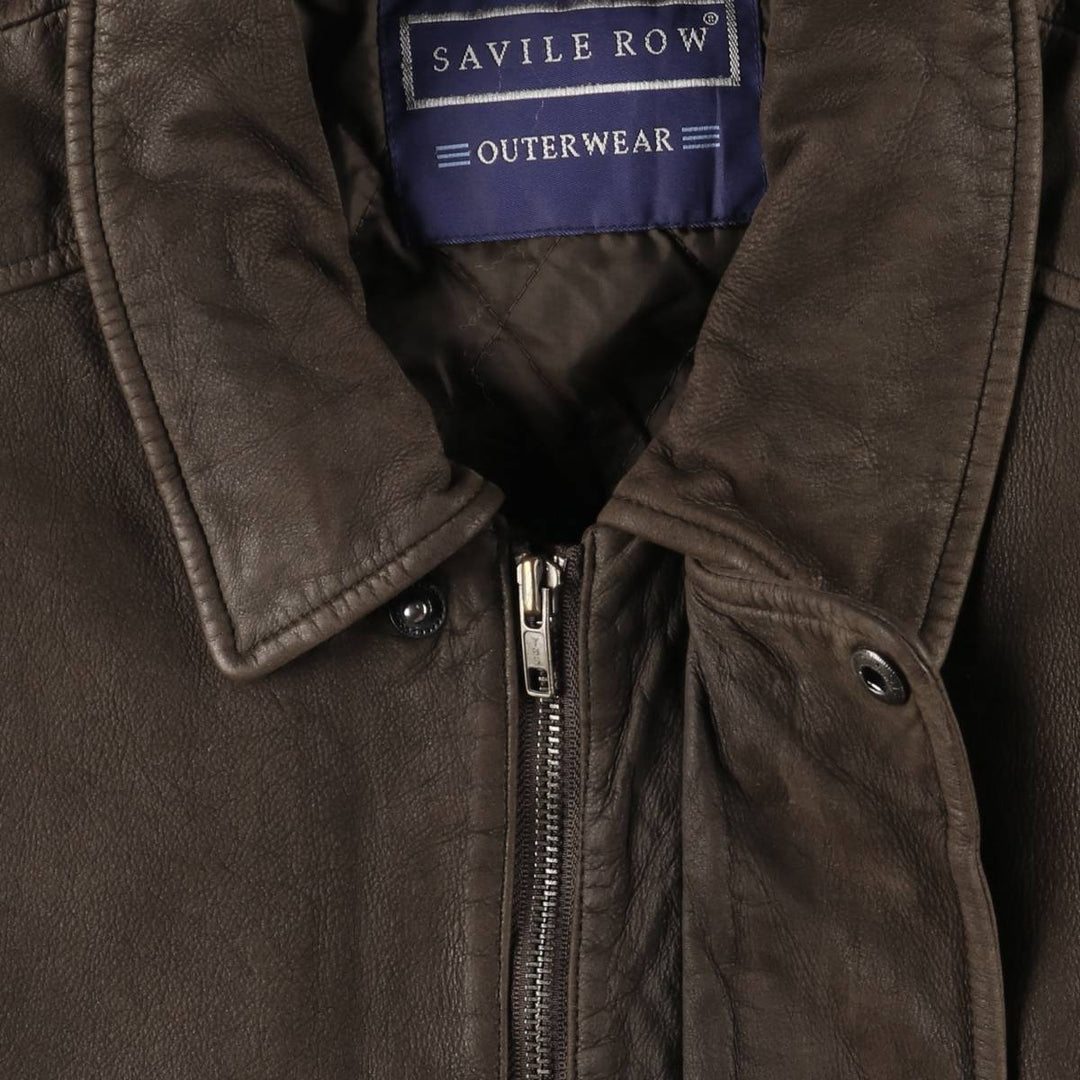 Vintage 80s-90'S Savile Row padded leather flight jacket, men's size XL genuine leather brown type Vintage Second Hand