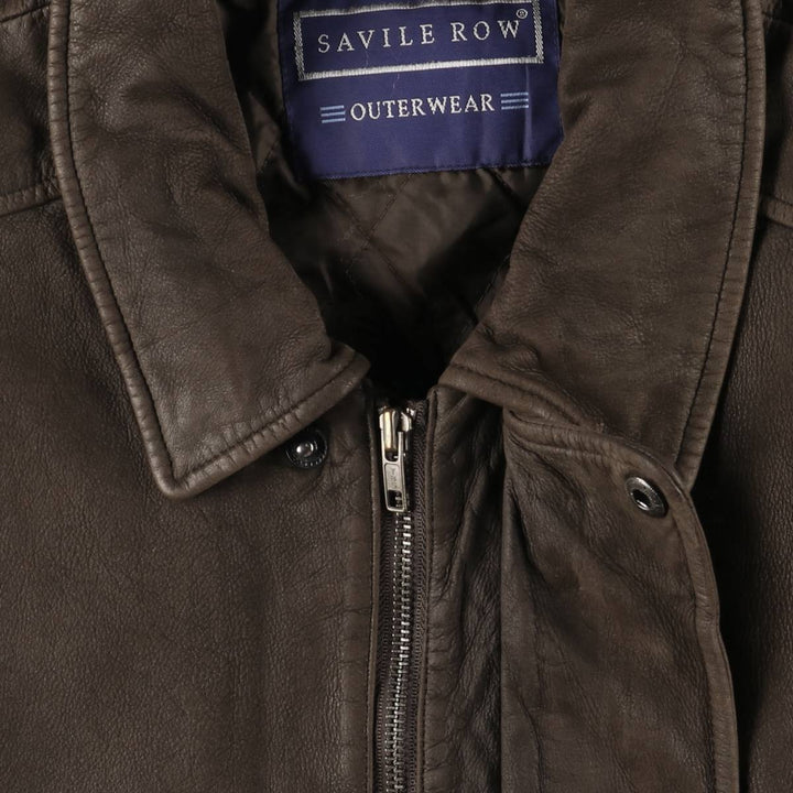 Vintage 80s-90'S Savile Row padded leather flight jacket, men's size XL genuine leather brown type Vintage Second Hand