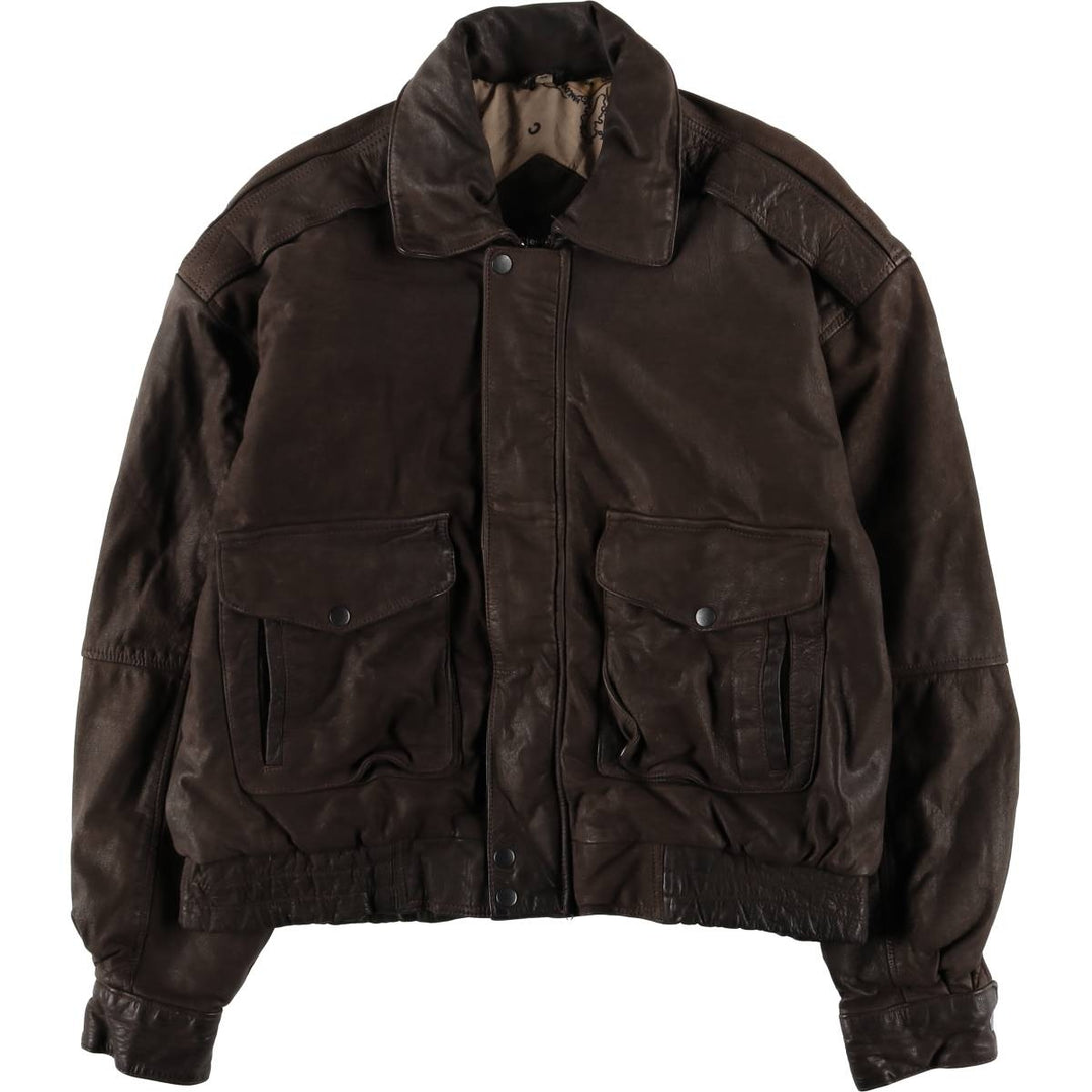 Steer Brand A-2 Type Padded Leather Flight Jacket, Men's Size Medium genuine leather brown type Vintage Second Hand