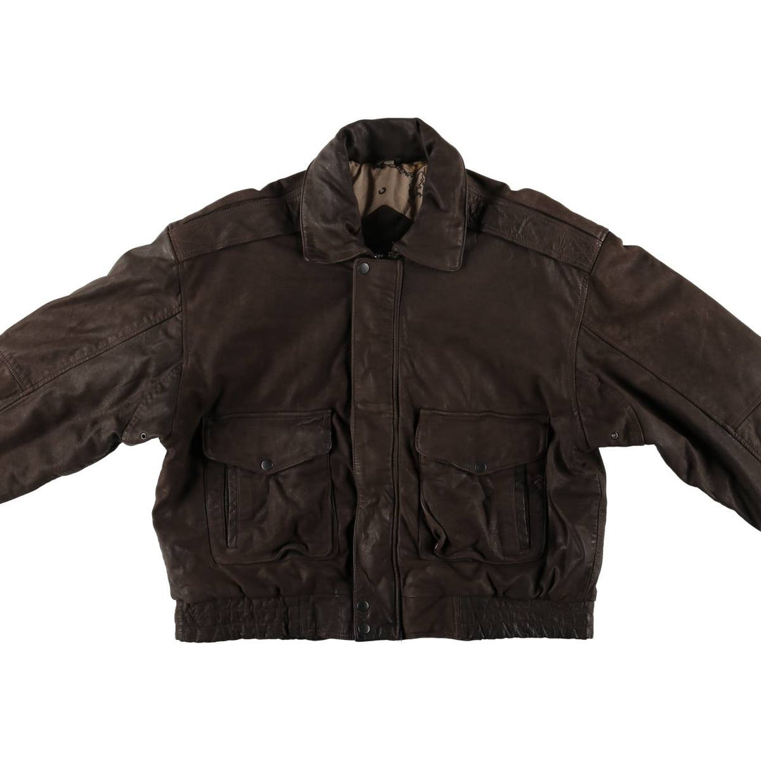 Steer Brand A-2 Type Padded Leather Flight Jacket, Men's Size Medium genuine leather brown type Vintage Second Hand