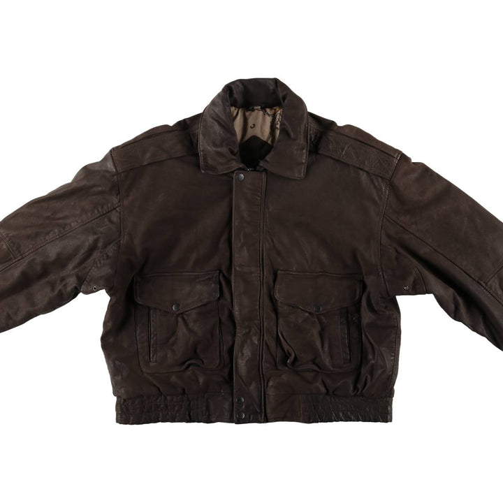 Steer Brand A-2 Type Padded Leather Flight Jacket, Men's Size Medium genuine leather brown type Vintage Second Hand