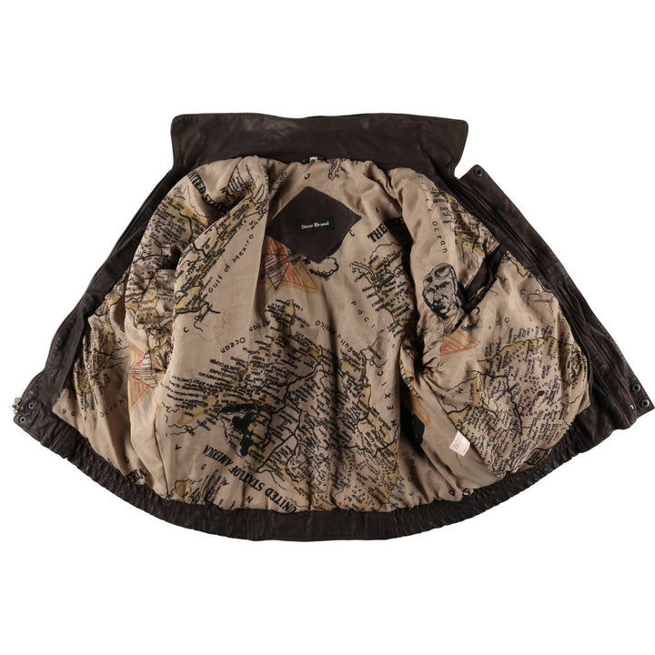 Steer Brand A-2 Type Padded Leather Flight Jacket, Men's Size Medium genuine leather brown type Vintage Second Hand