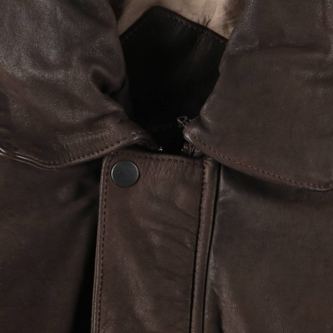 Steer Brand A-2 Type Padded Leather Flight Jacket, Men's Size Medium genuine leather brown type Vintage Second Hand