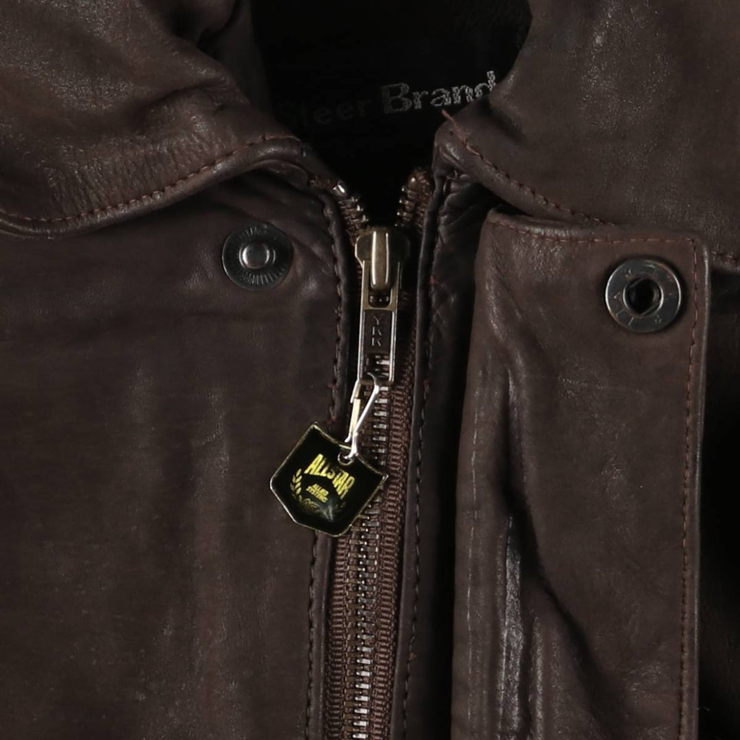 Steer Brand A-2 Type Padded Leather Flight Jacket, Men's Size Medium genuine leather brown type Vintage Second Hand