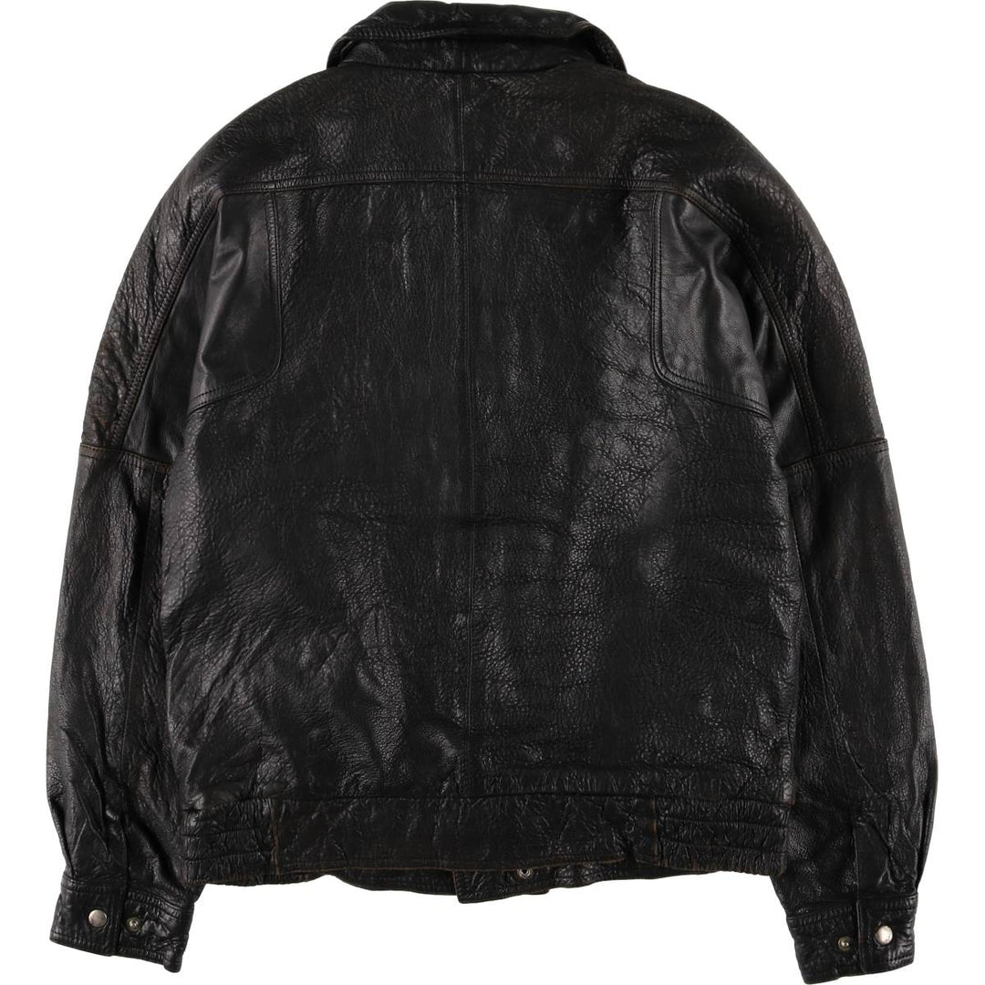 MEMBERS ONLY Men's Leather Blouson, Size M, Vintage genuine leather black type Vintage Second Hand