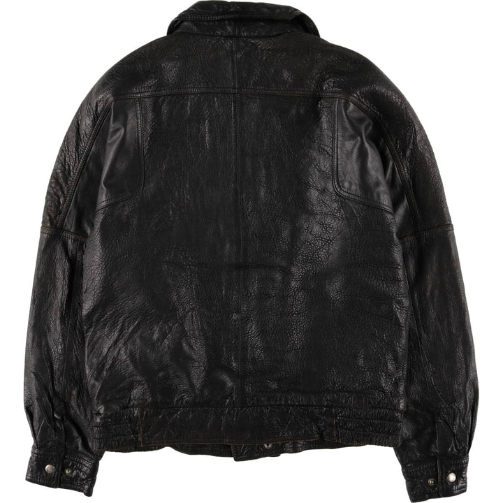 MEMBERS ONLY Men's Leather Blouson, Size M, Vintage genuine leather black type Vintage Second Hand