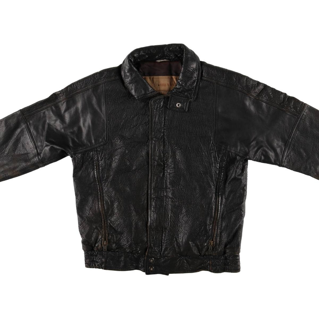 MEMBERS ONLY Men's Leather Blouson, Size M, Vintage genuine leather black type Vintage Second Hand