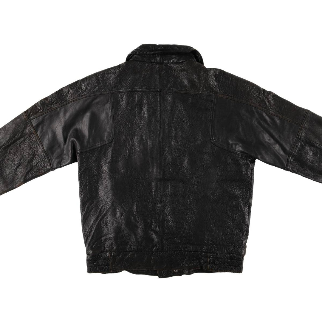 MEMBERS ONLY Men's Leather Blouson, Size M, Vintage genuine leather black type Vintage Second Hand