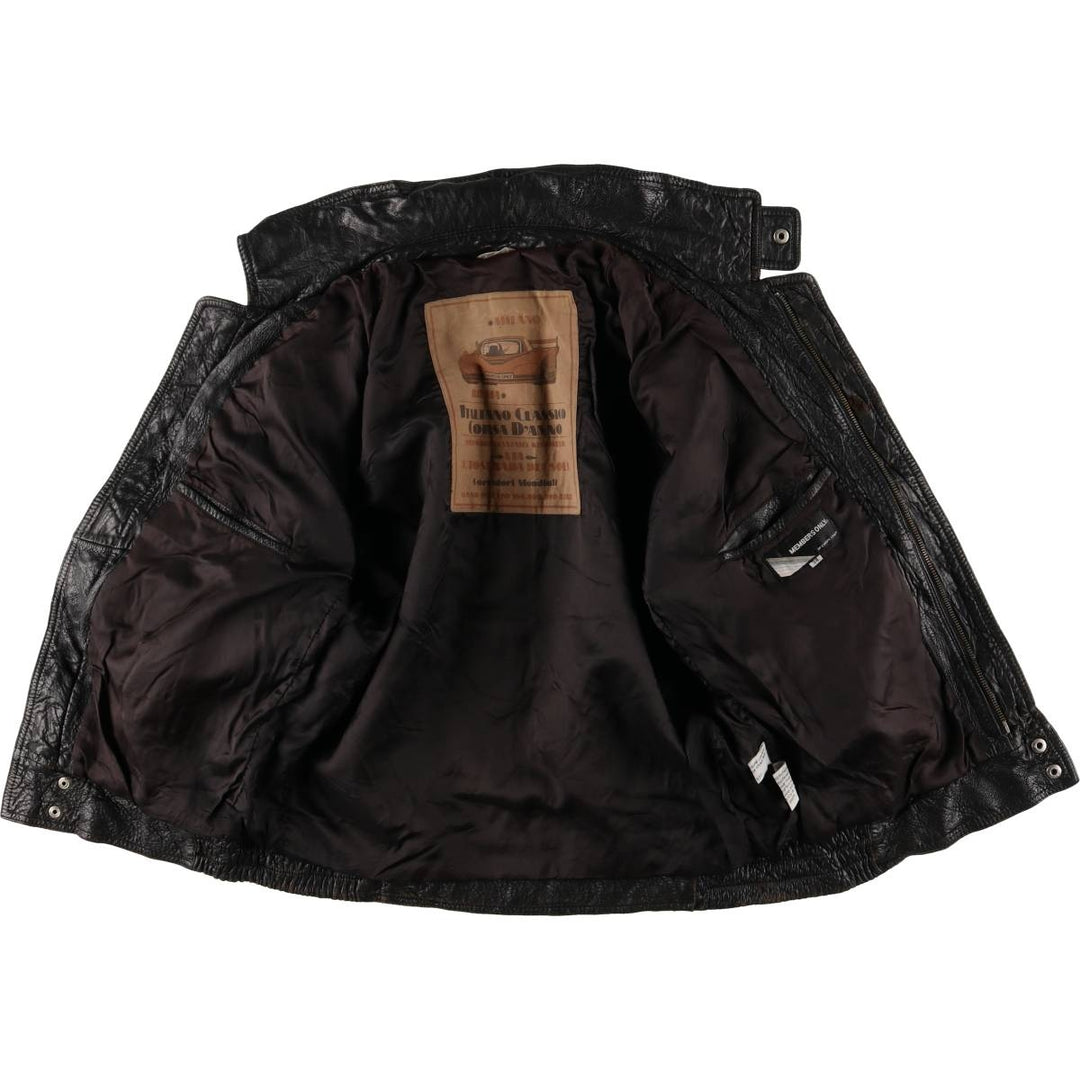 MEMBERS ONLY Men's Leather Blouson, Size M, Vintage genuine leather black type Vintage Second Hand